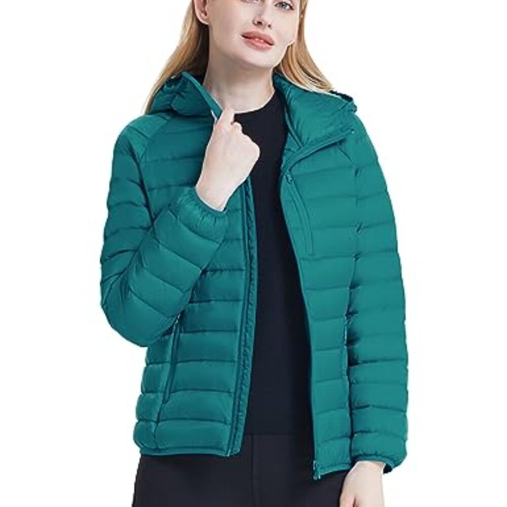 Packable Down Puffer Jacket Hooded Winter Coat Li… - image 3